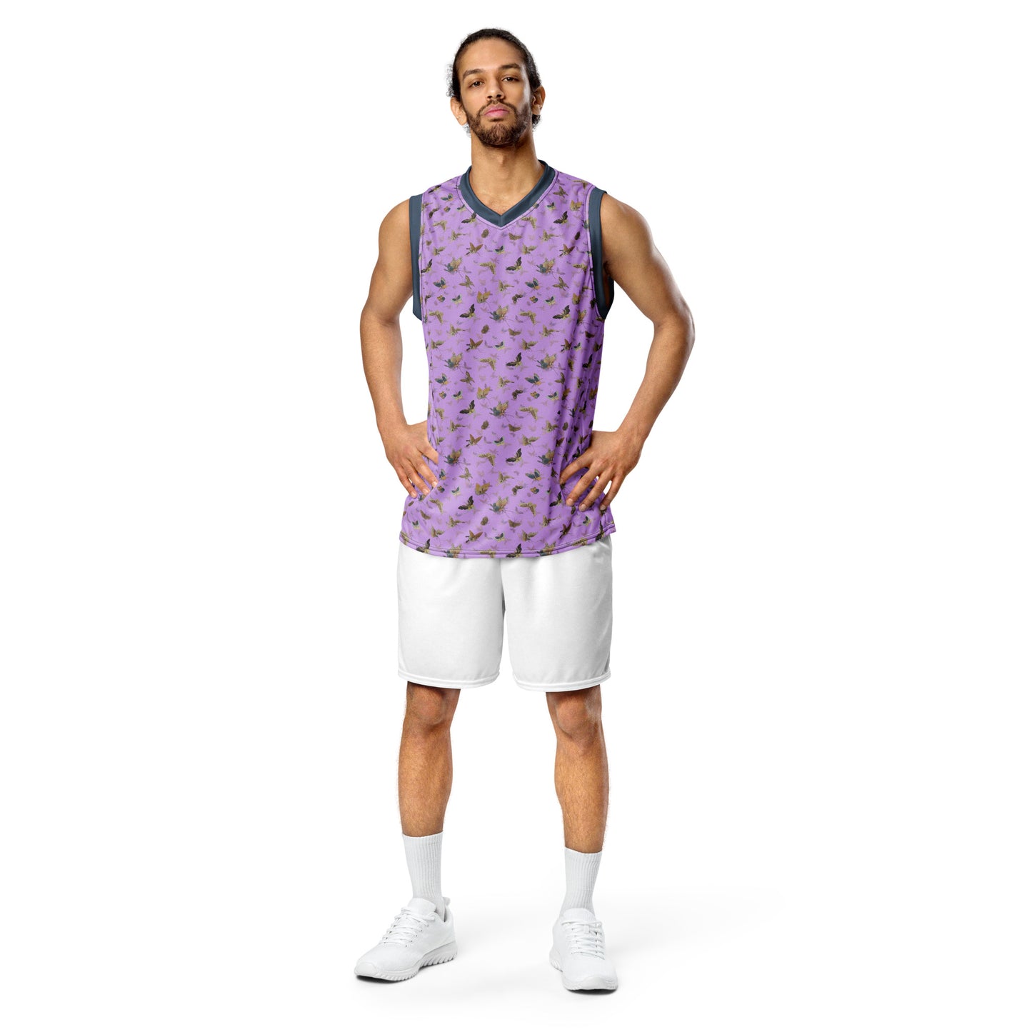 Butterfly dancing｜Recycled unisex basketball jersey｜Lilac