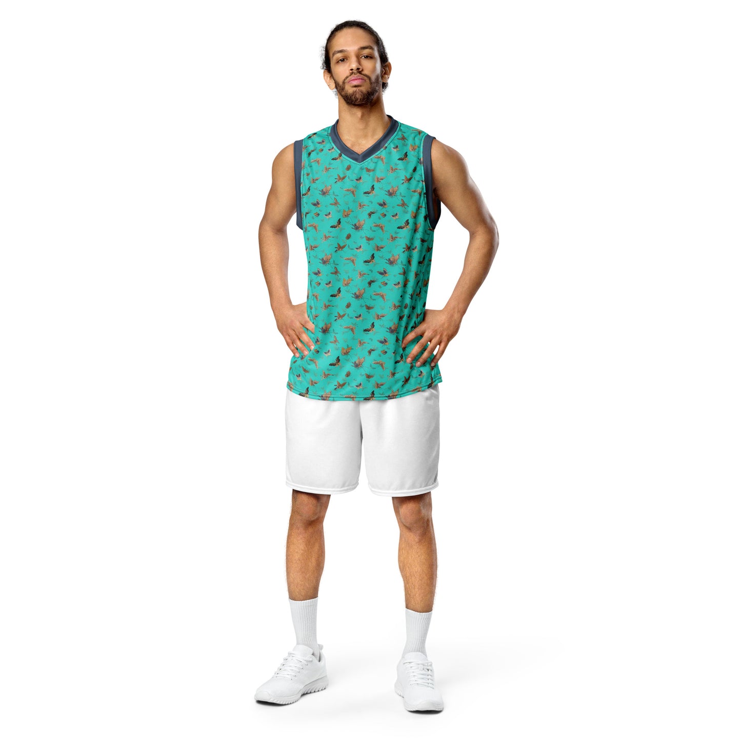 Butterfly dancing｜Recycled unisex basketball jersey｜Turquoise