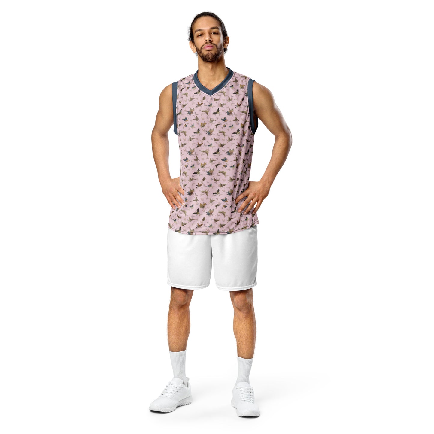 Butterfly dancing｜Recycled unisex basketball jersey｜Pale pinkish gray