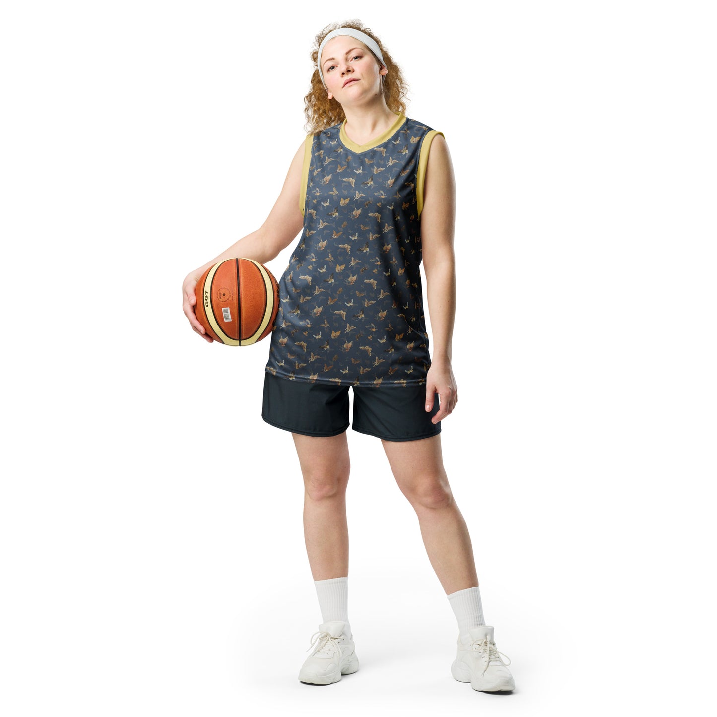 Butterfly dancing｜Recycled unisex basketball jersey｜Dark blue