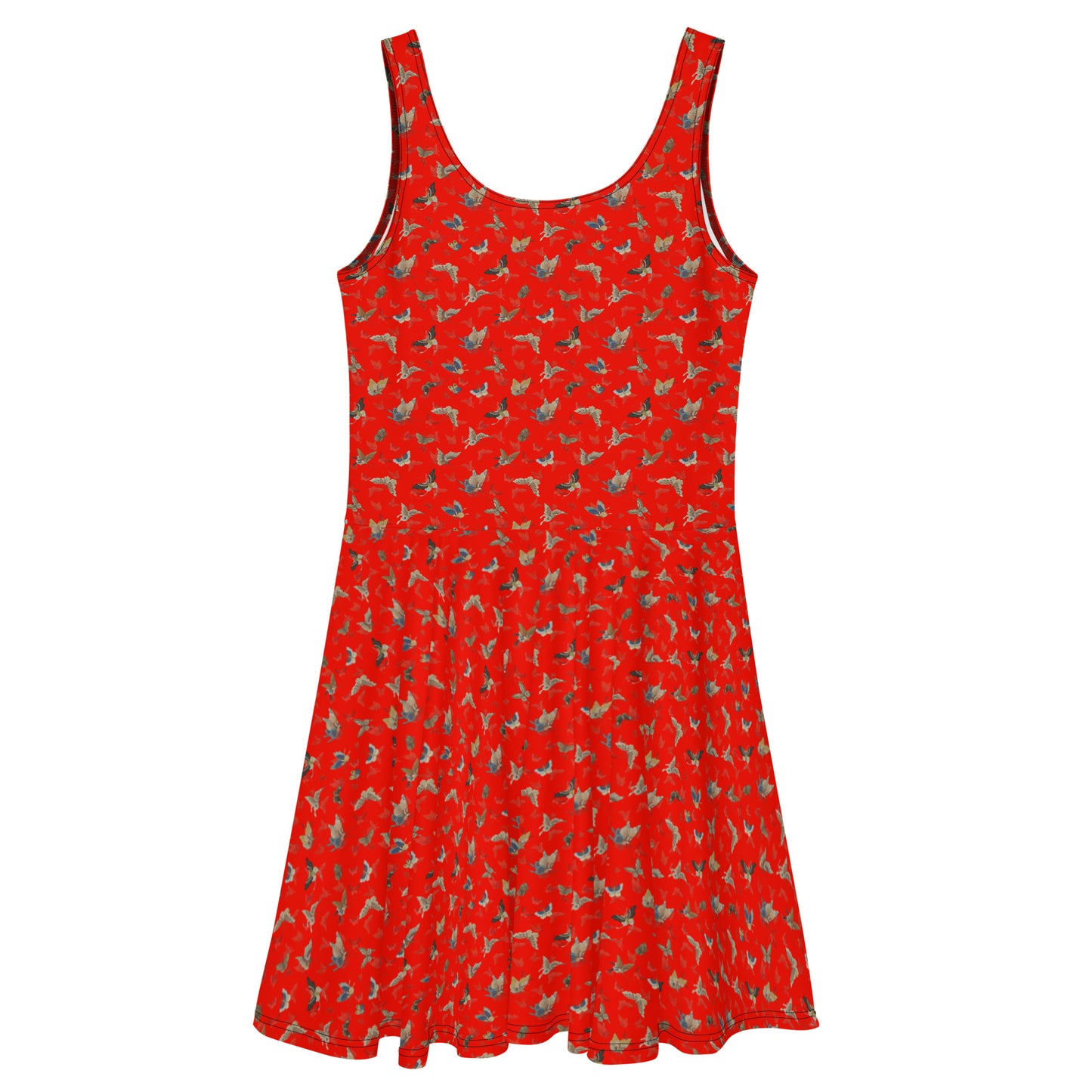 Butterfly dancing｜Skater Dress｜Garnet red