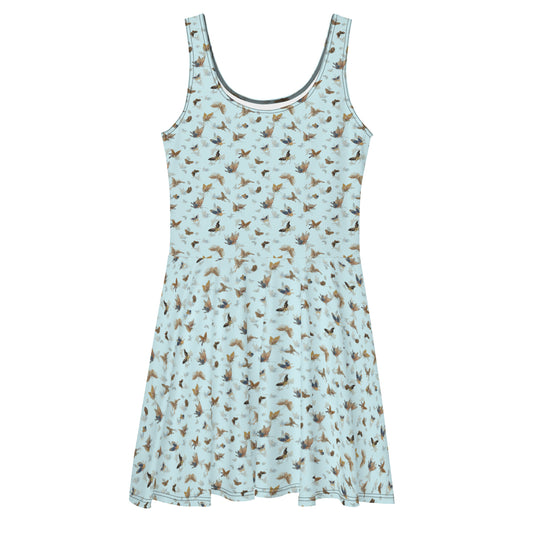 Butterfly dancing｜Skater Dress｜Aqua blue