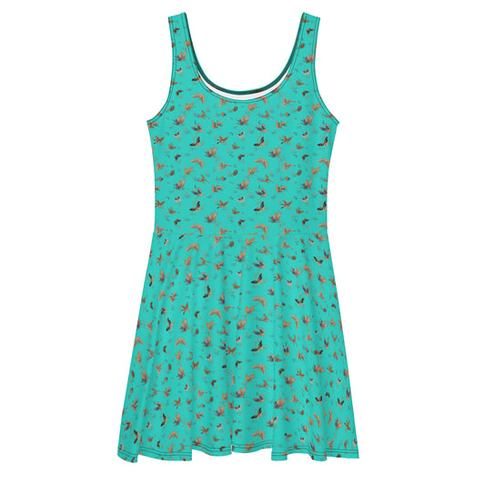 Butterfly dancing｜Skater Dress｜Turquoise