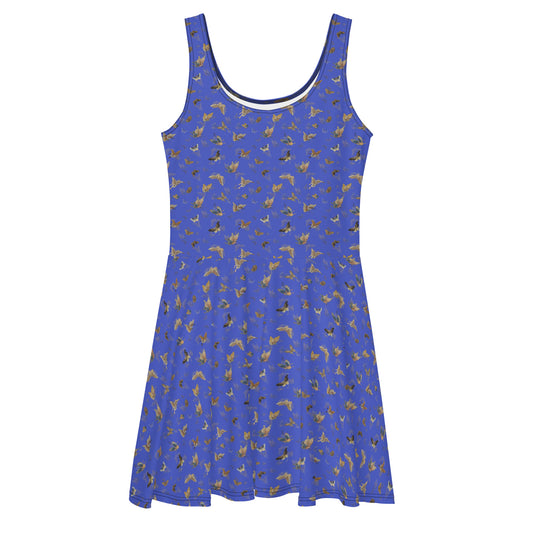 Butterfly dancing｜Skater Dress｜Royal blue