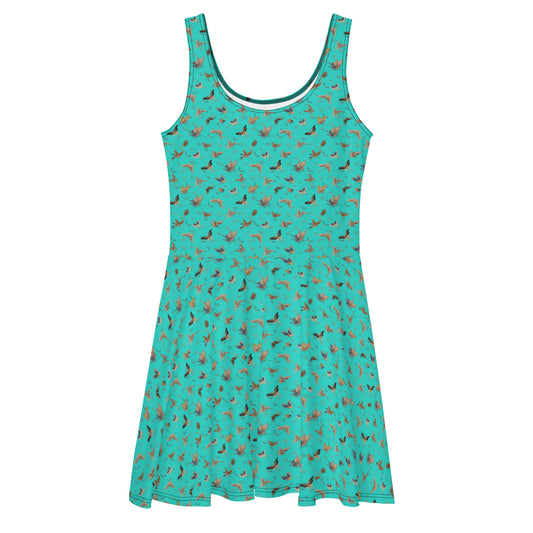 Butterfly dancing｜Skater Dress｜Turquoise