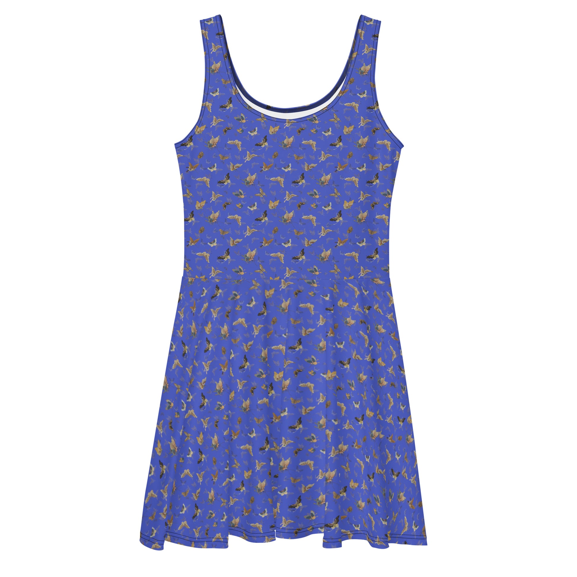 butterfly print skater dress Butterfly Print Skater Dress: Spring Casual Polyester Spandex Blend