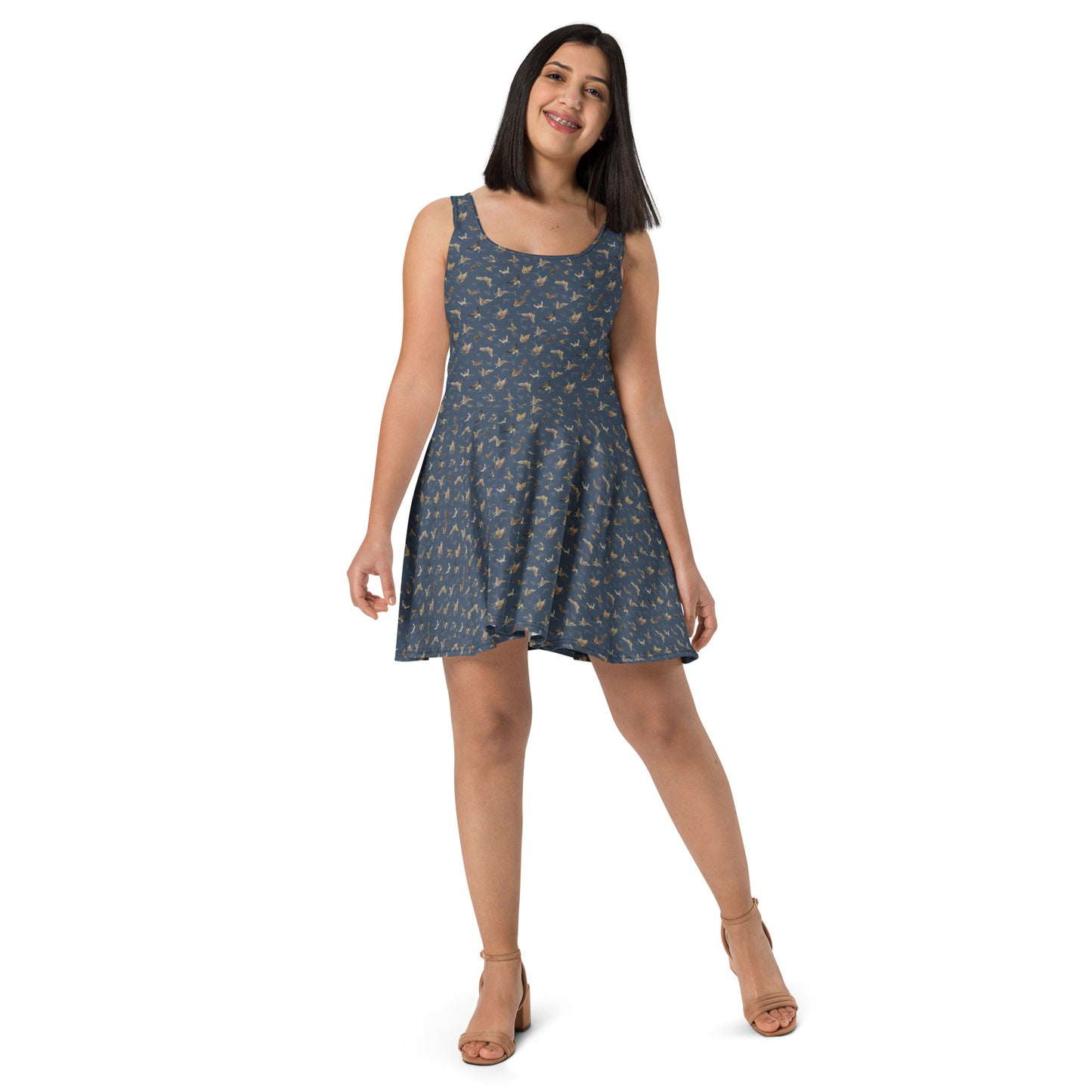 Butterfly dancing｜Skater Dress｜Dark blue