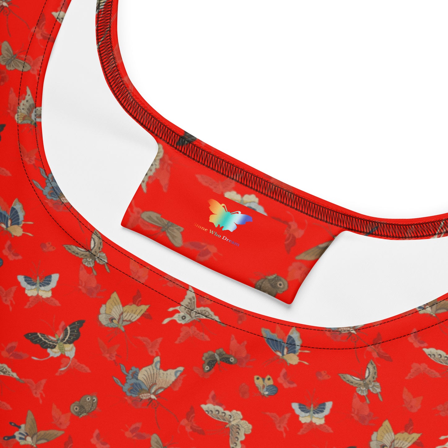 Butterfly dancing｜Skater Dress｜Garnet red