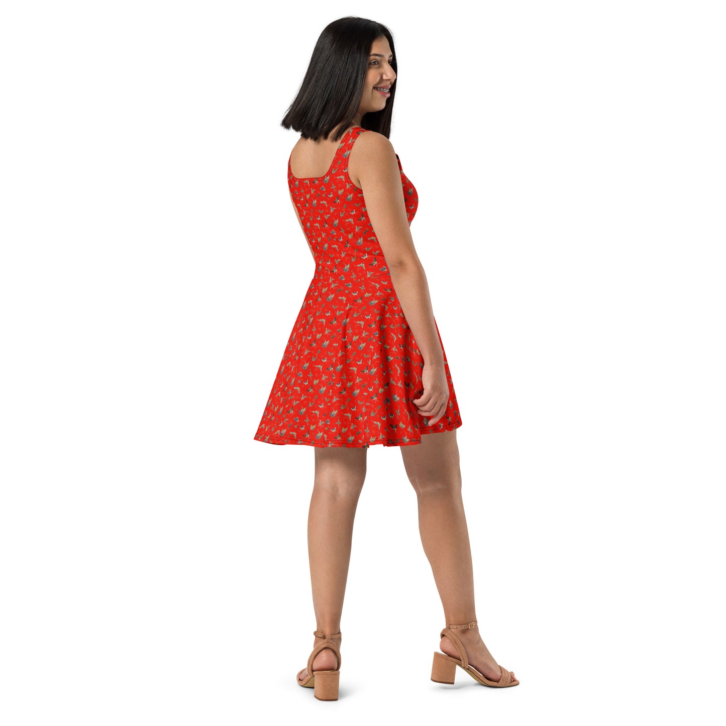 Butterfly dancing｜Skater Dress｜Garnet red