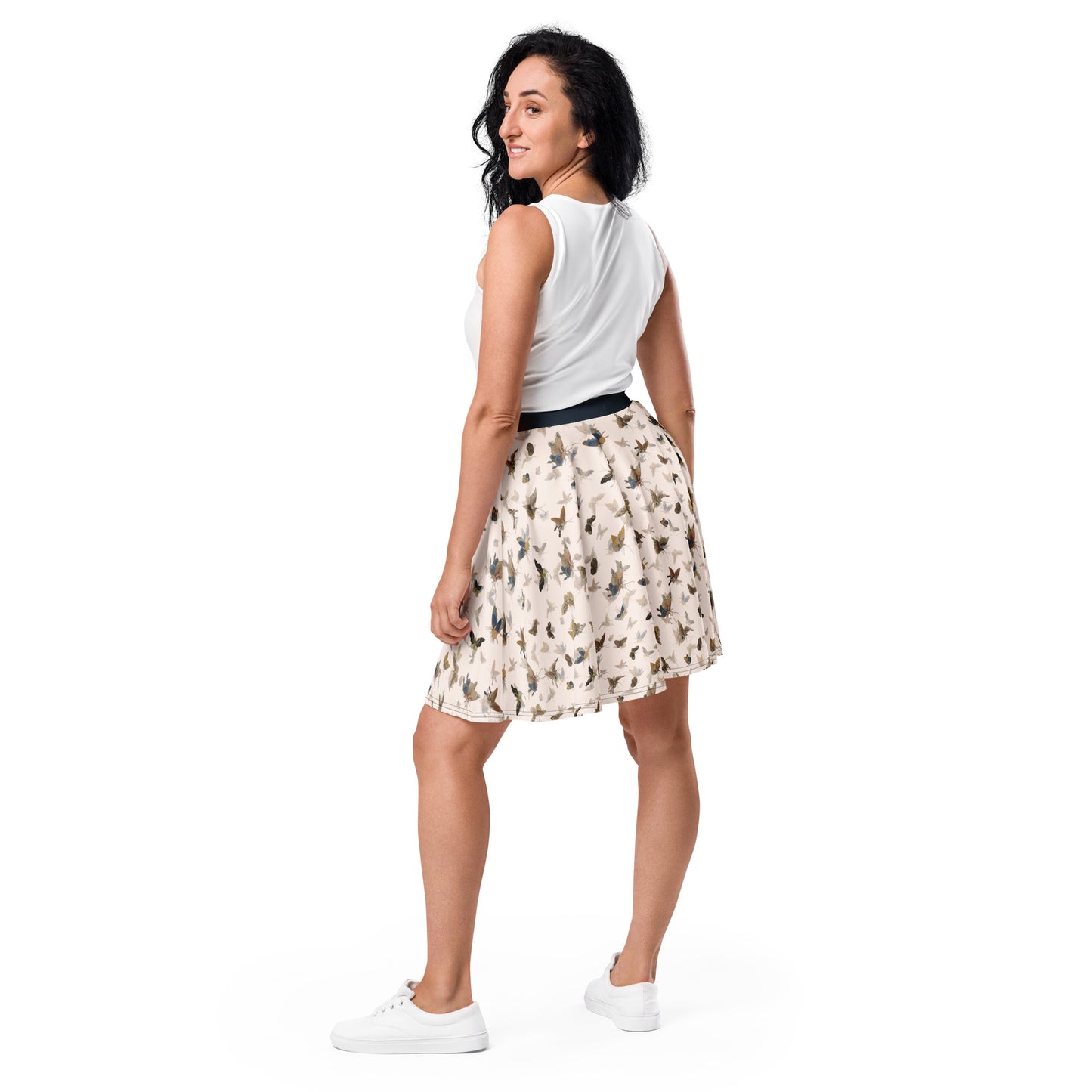 Butterfly dancing｜Skater Skirt｜Fish belly white