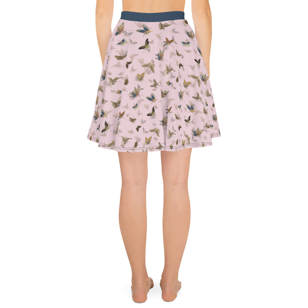 Butterfly dancing｜Skater Skirt｜Pale pinkish gray