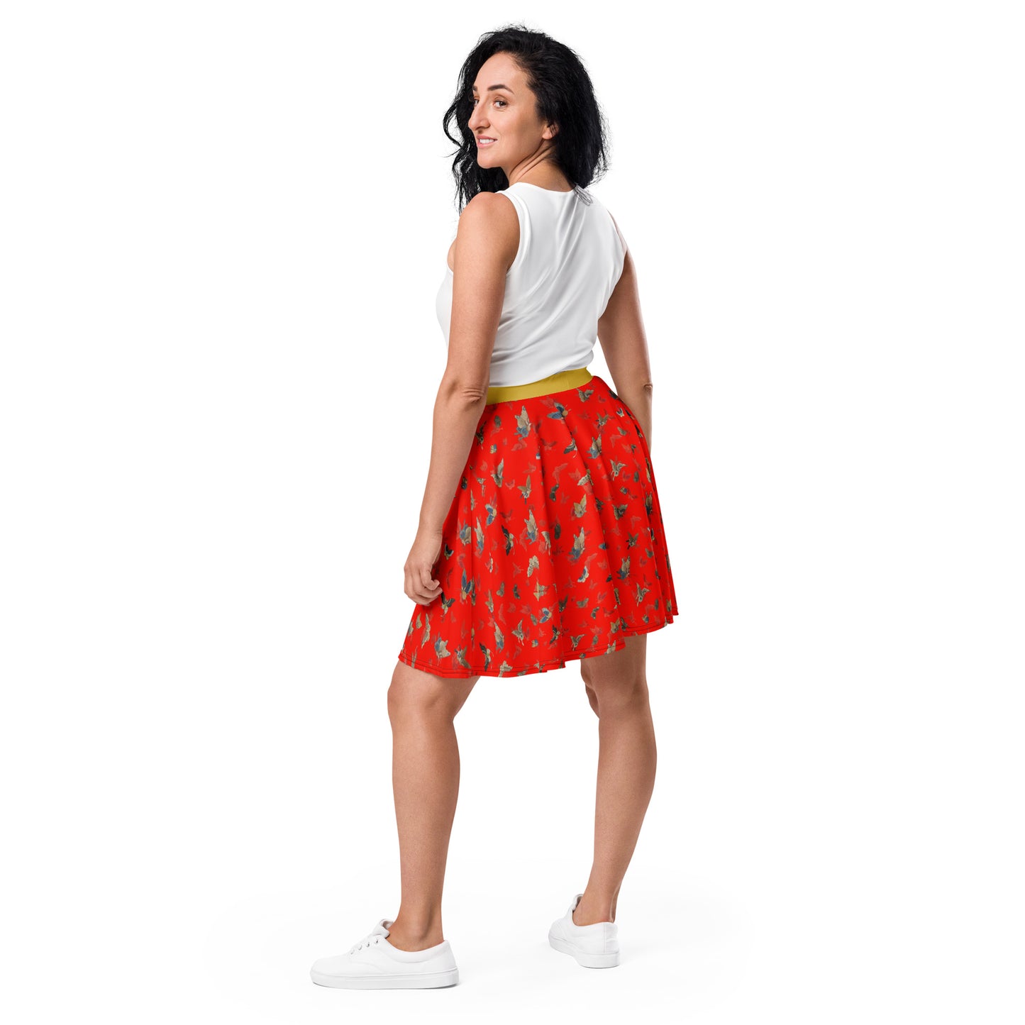 Butterfly dancing｜Skater Skirt｜Garnet red