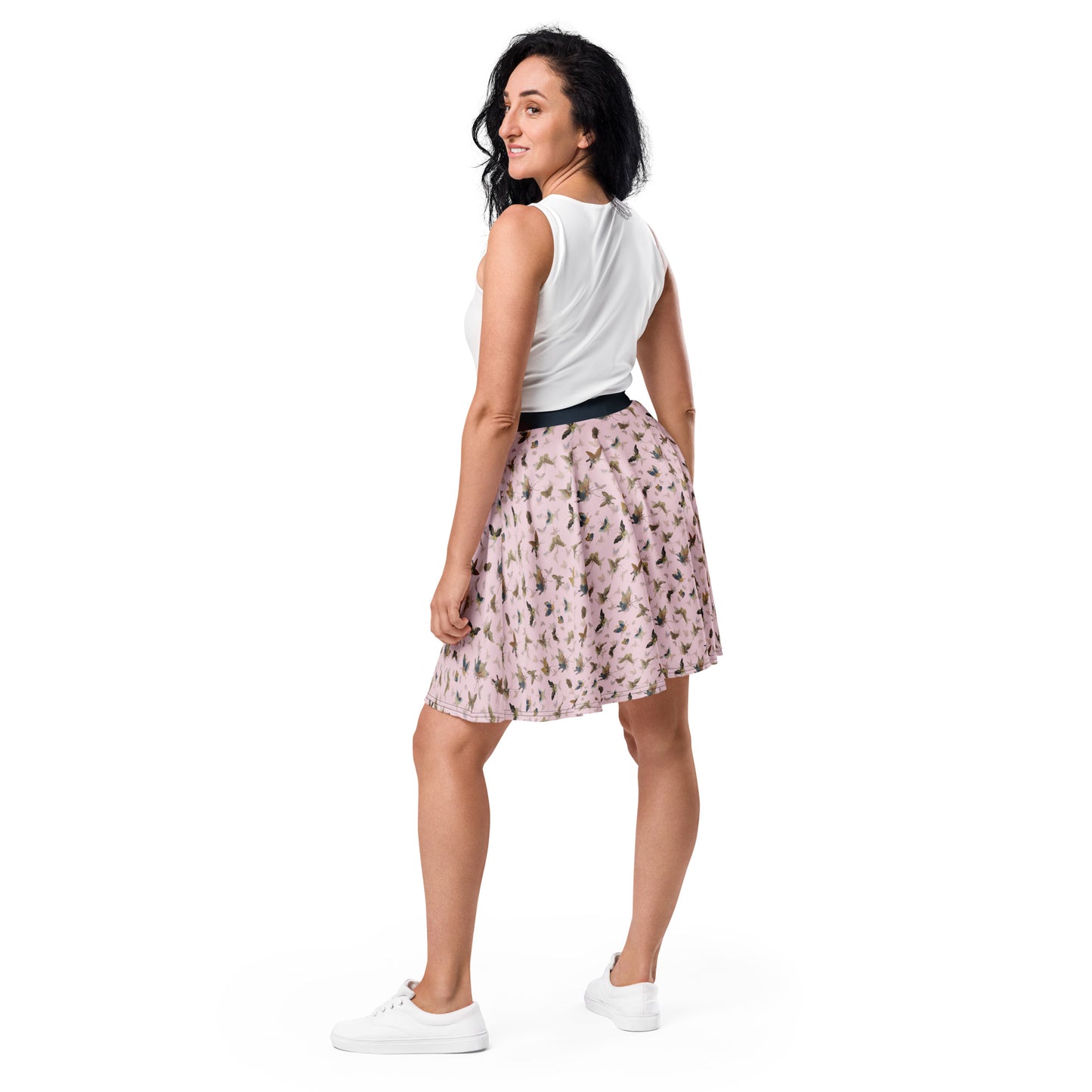 Butterfly dancing｜Skater Skirt｜Pale pinkish gray