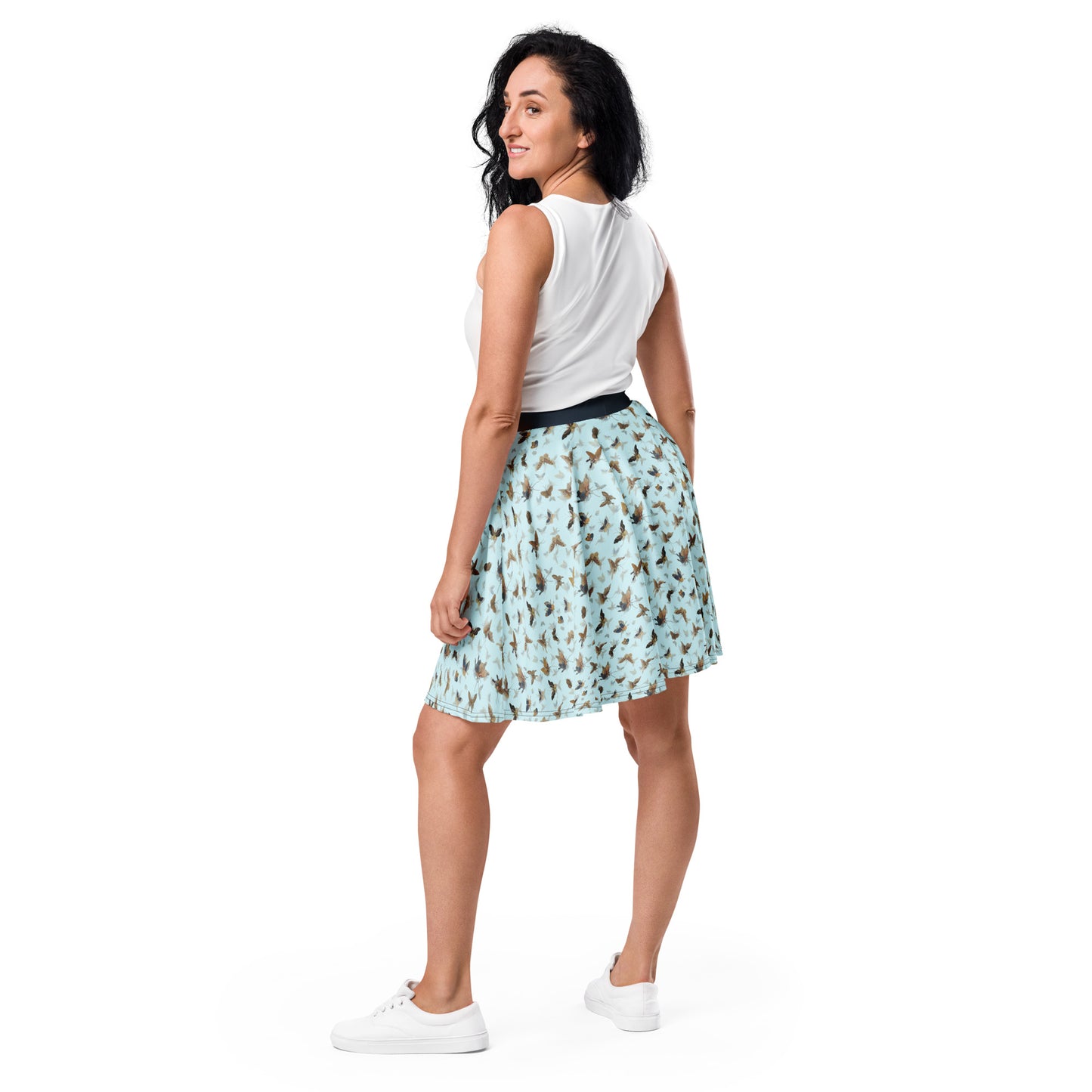 Butterfly dancing｜Skater Skirt｜Aqua blue