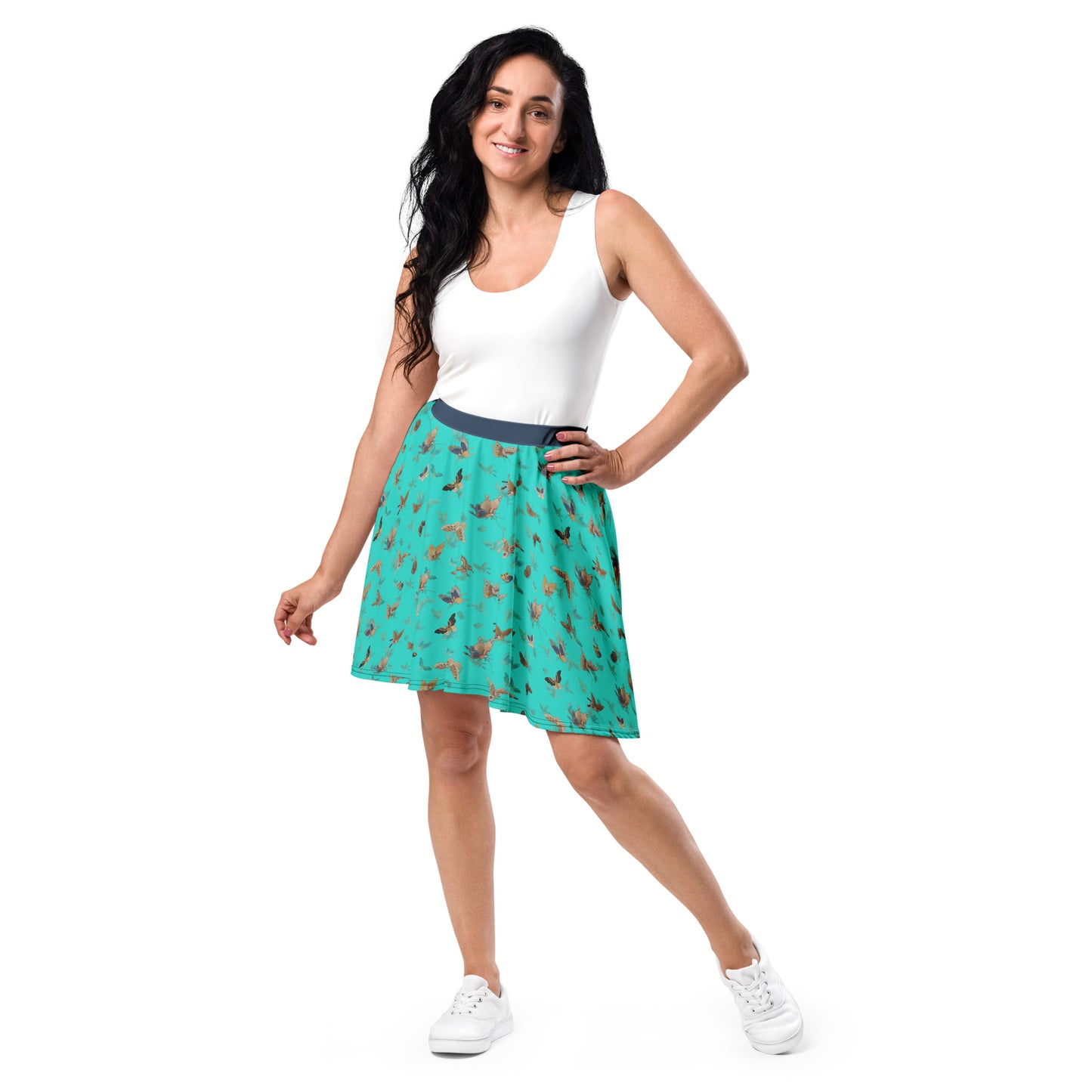 Butterfly dancing｜Skater Skirt｜Turquoise