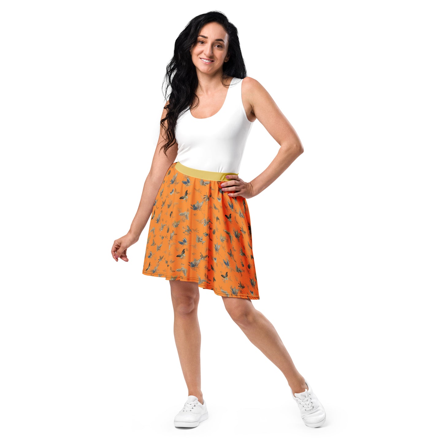 Butterfly dancing｜Skater Skirt｜Orange