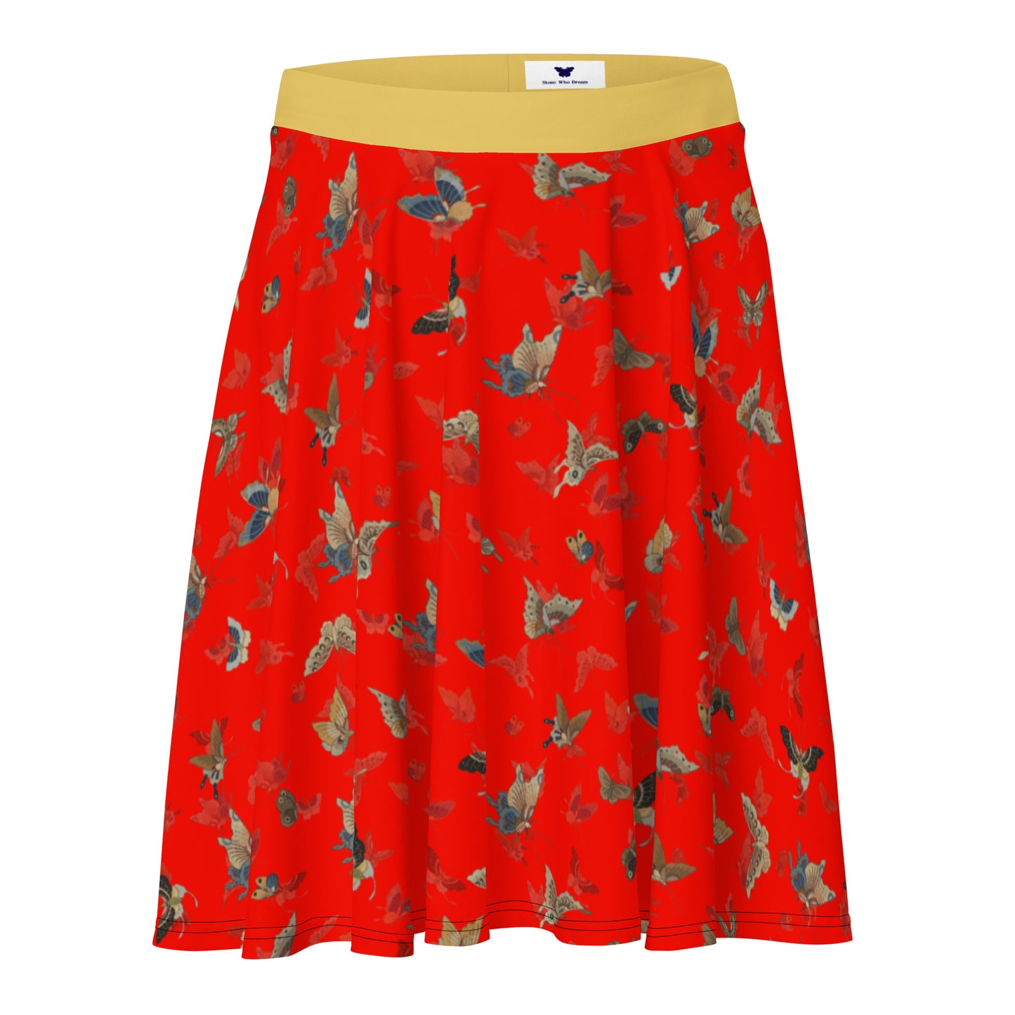 Butterfly dancing｜Skater Skirt｜Garnet red