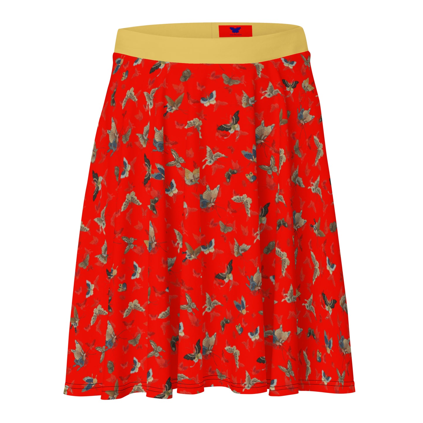 Butterfly dancing｜Skater Skirt｜Garnet red