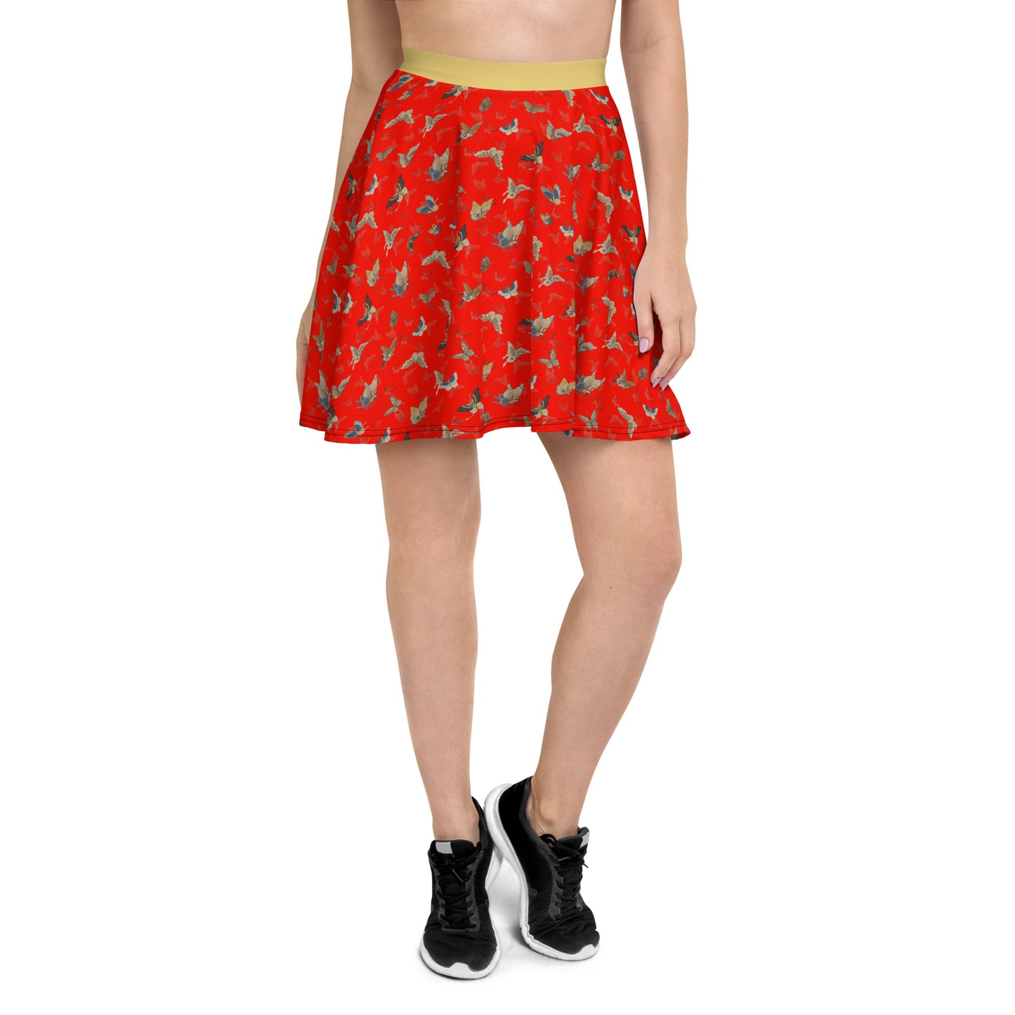 Butterfly dancing｜Skater Skirt｜Garnet red