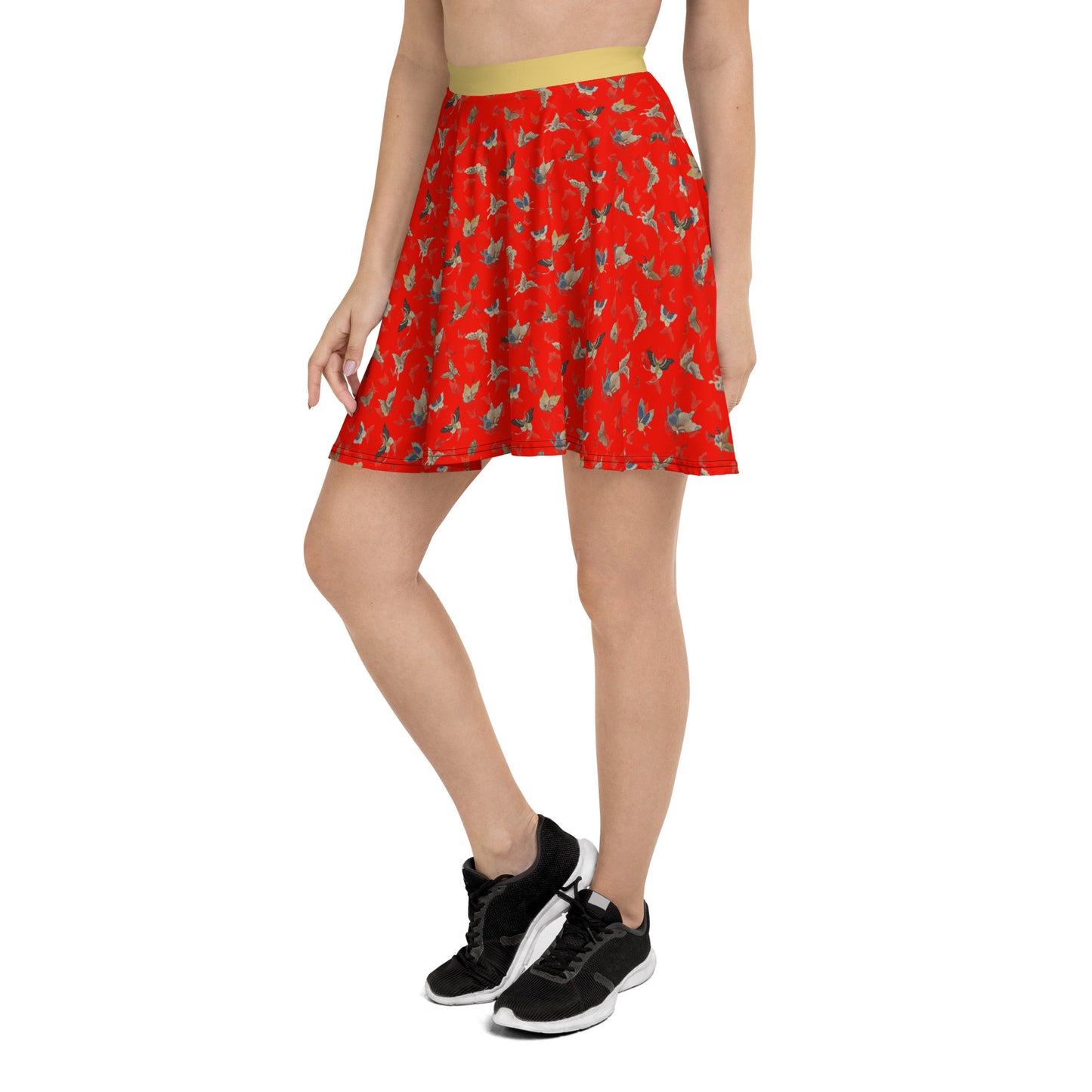 Butterfly dancing｜Skater Skirt｜Garnet red