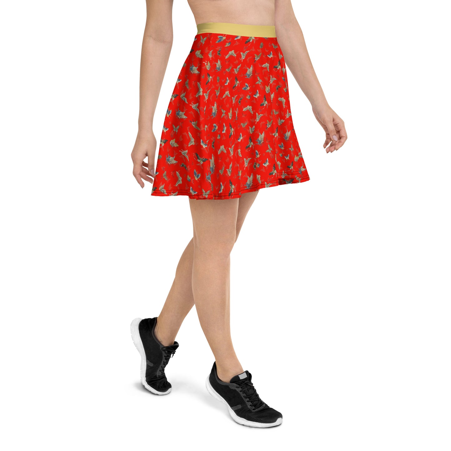 Butterfly dancing｜Skater Skirt｜Garnet red