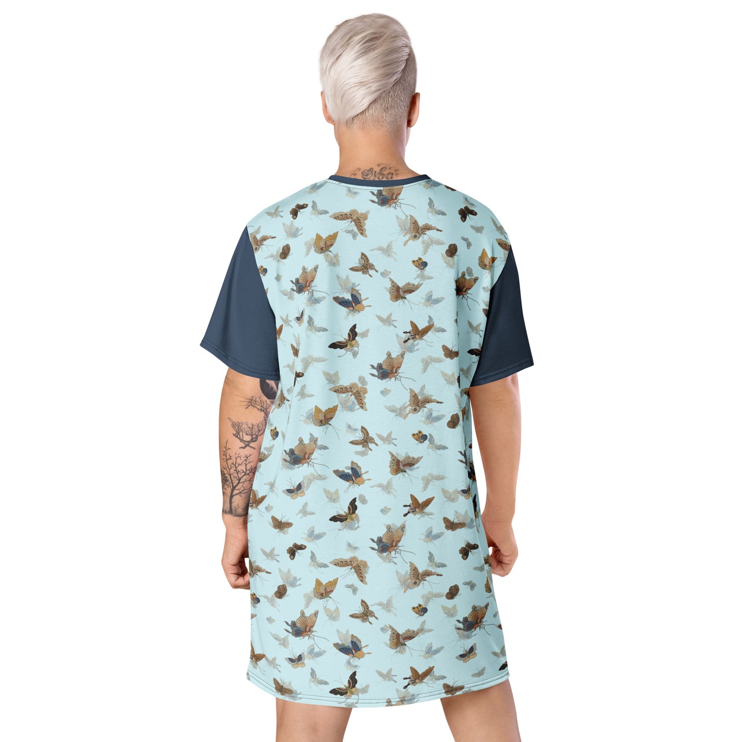 Butterfly dancing｜T-shirt dress｜Aqua blue