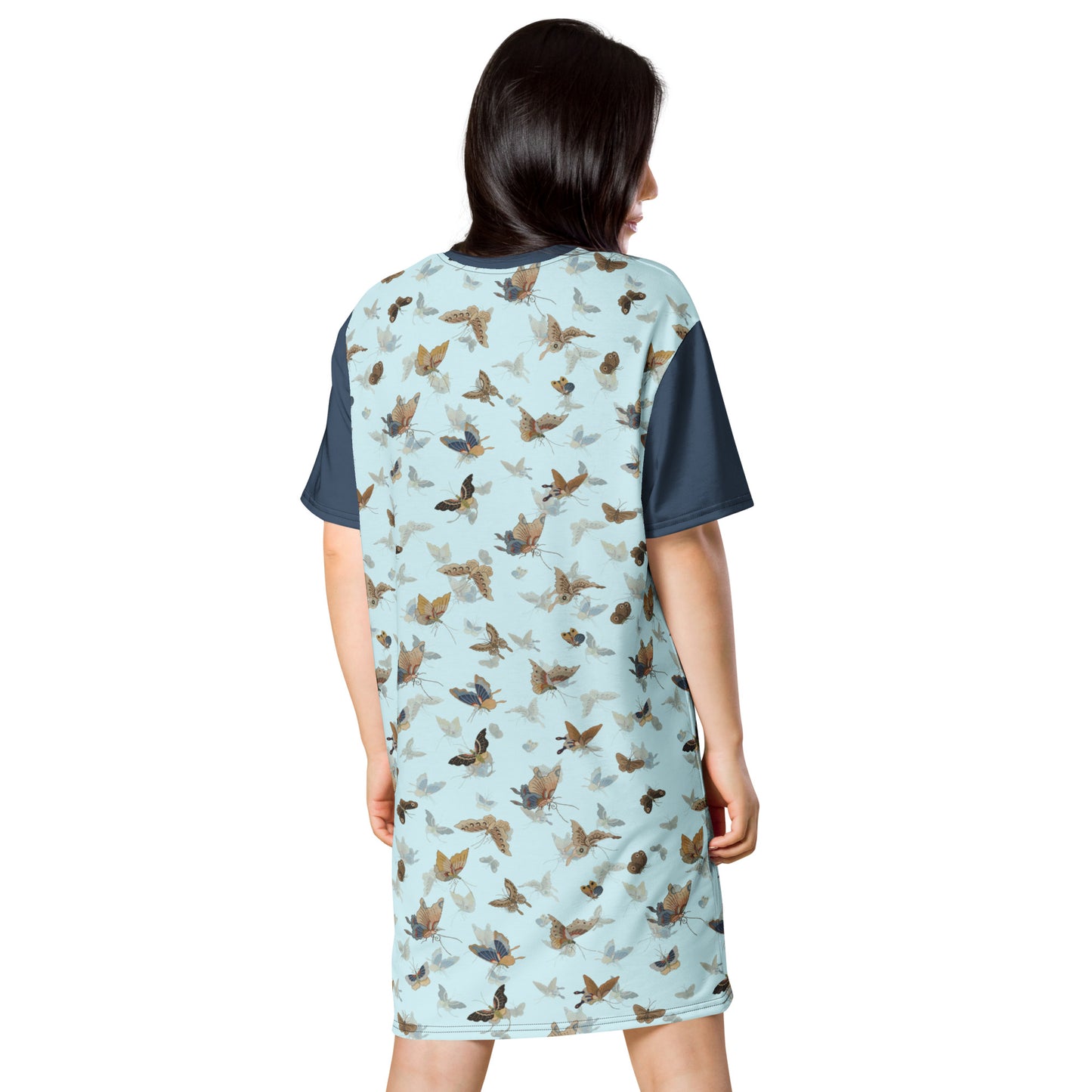 Butterfly dancing｜T-shirt dress｜Aqua blue