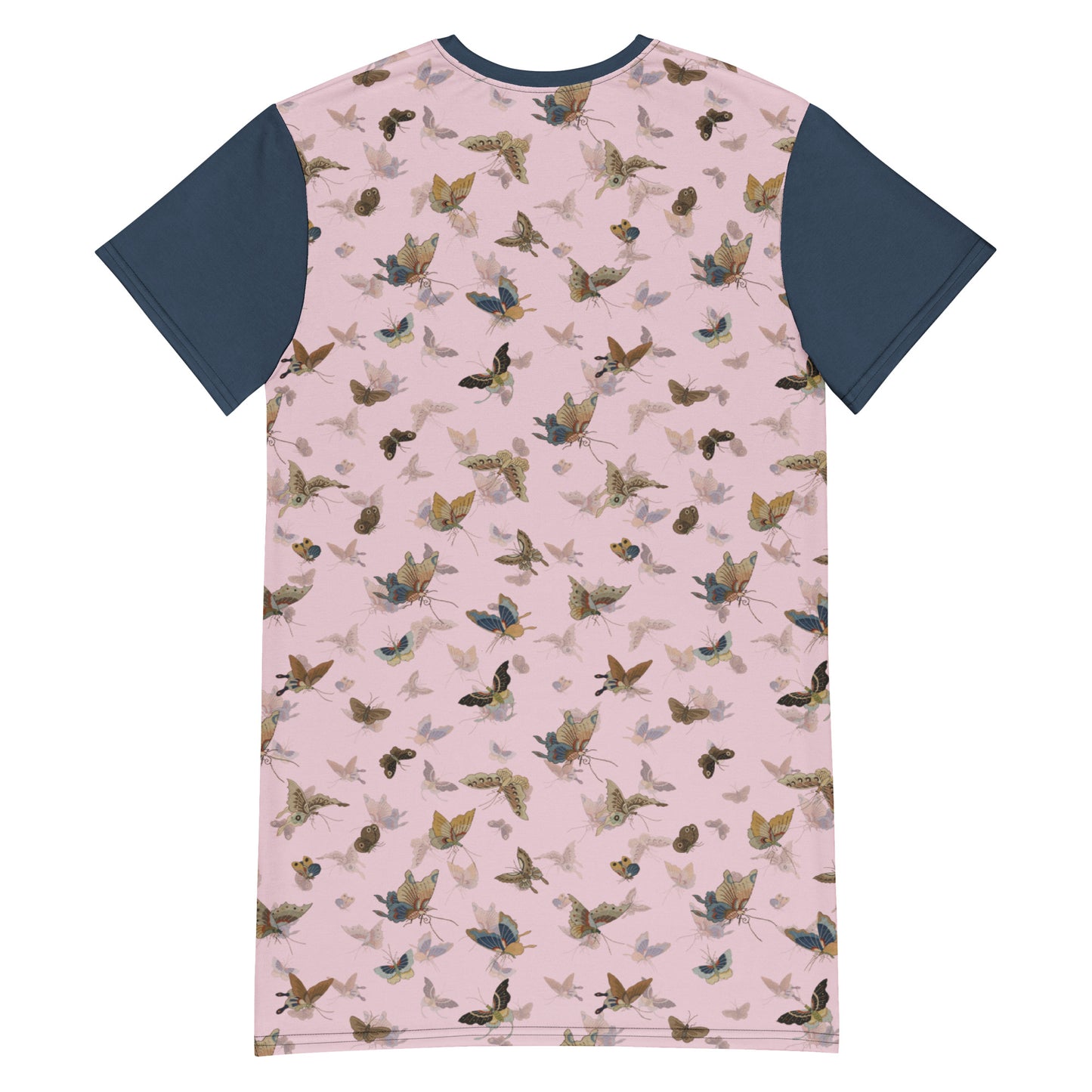 Butterfly dancing｜T-shirt dress｜Pale pinkish gray