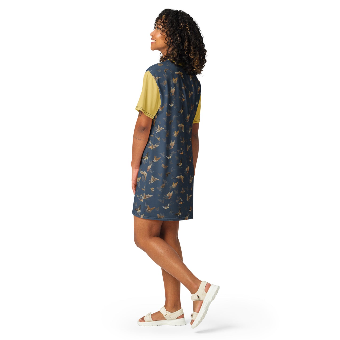 Butterfly dancing｜T-shirt dress｜Dark blue