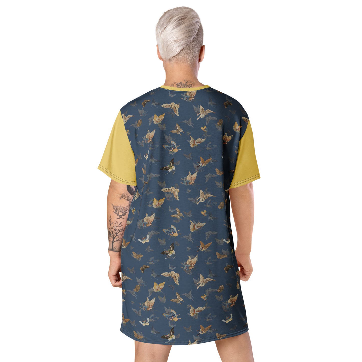 Butterfly dancing｜T-shirt dress｜Dark blue