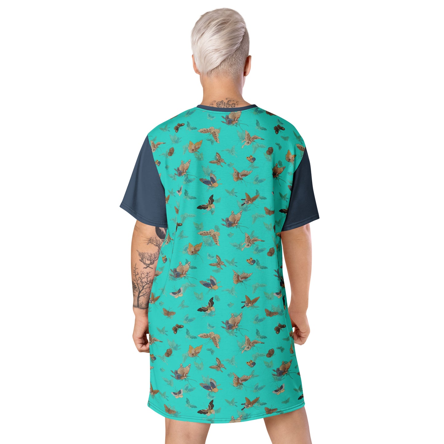 Butterfly dancing｜T-shirt dress｜Turquoise