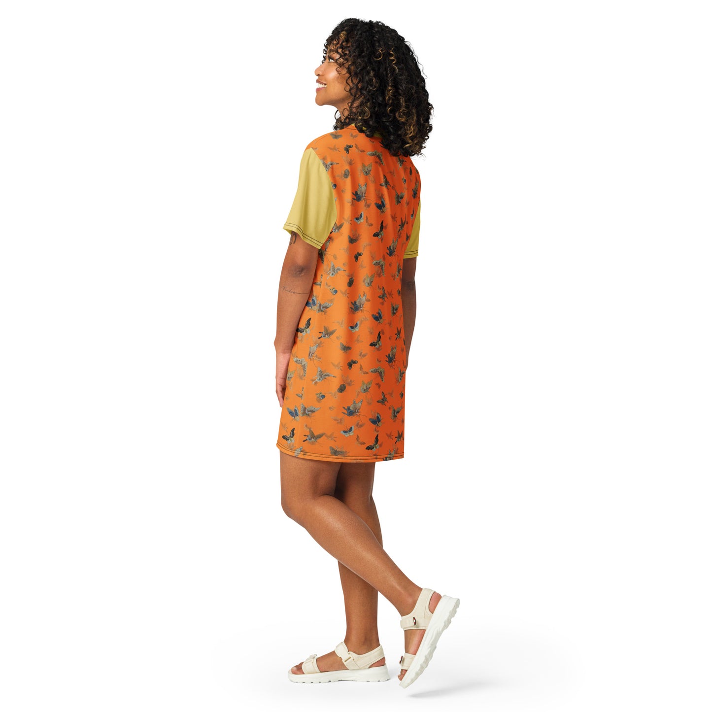 Butterfly dancing｜T-shirt dress｜Orange