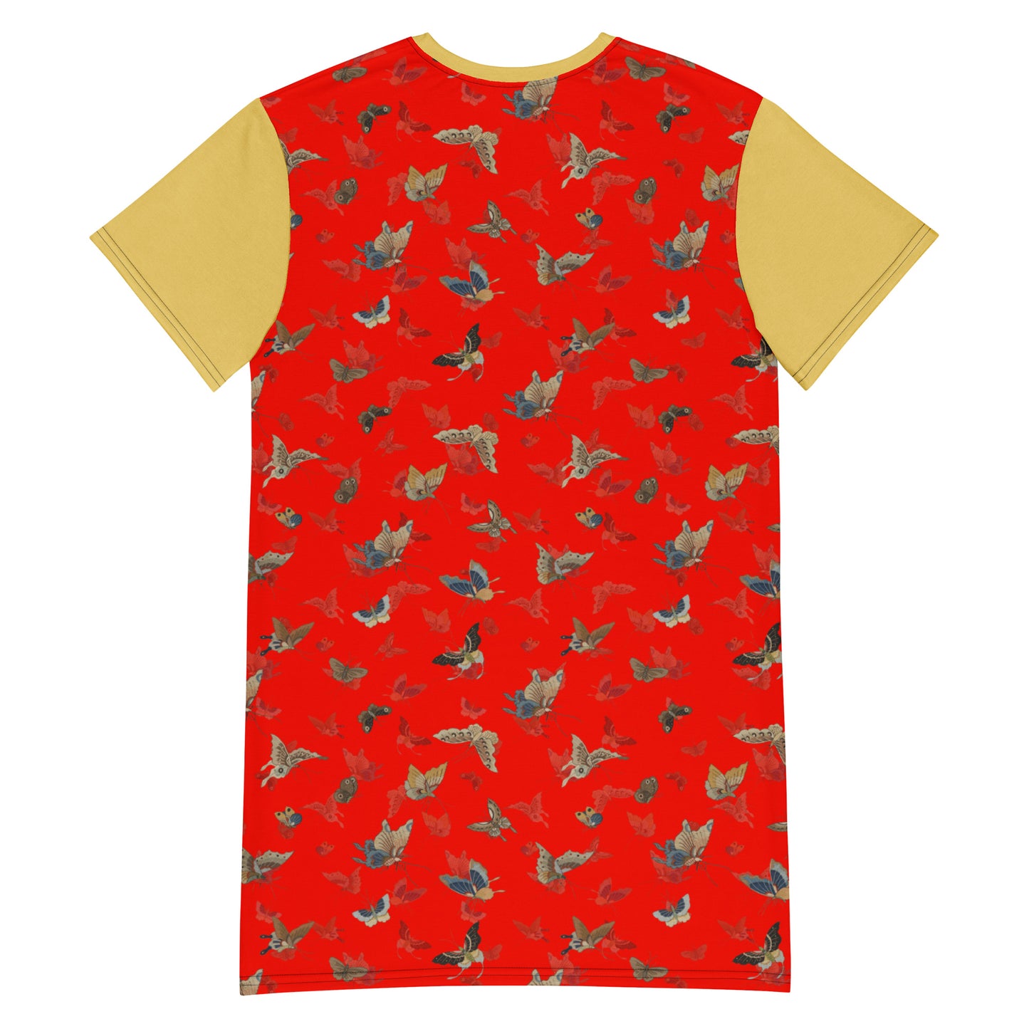 Butterfly dancing｜T-shirt dress｜Garnet red