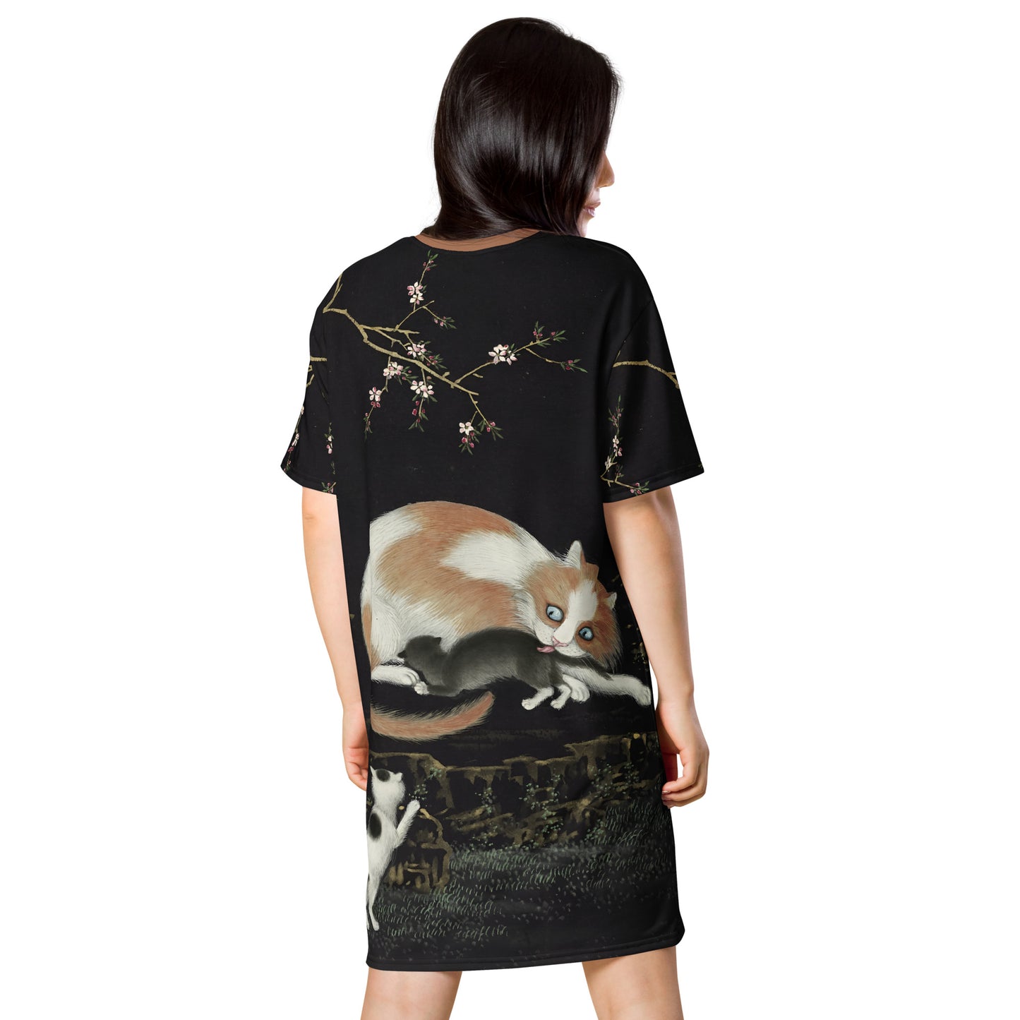 Cats And Butterflies Of Longevity｜Cats amidst the Peach Blossoms｜T-shirt dress