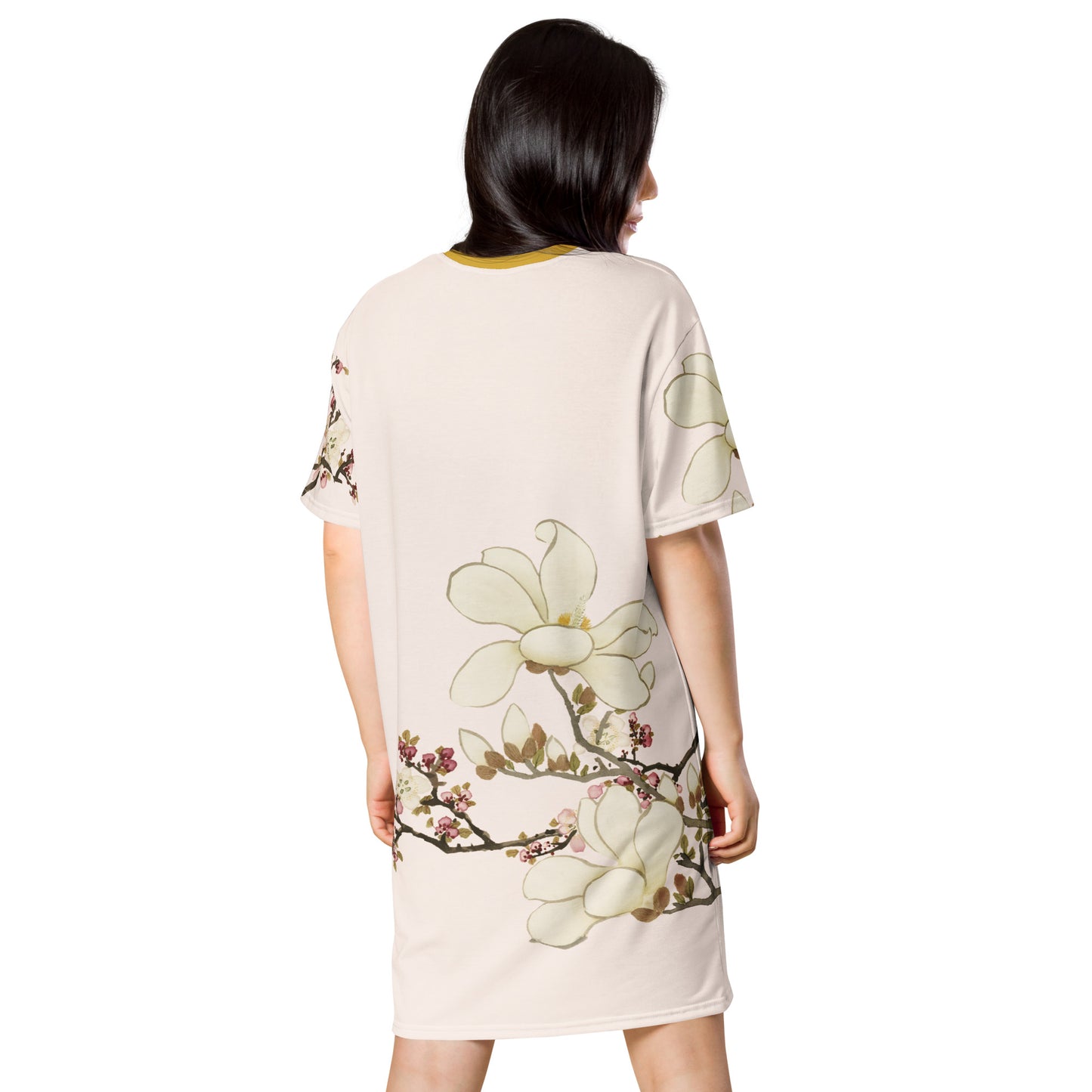 The Spirit of Flowers in Twelve Months｜Apricot and Lily Magnolia in Blossom｜T-shirt dress｜Fish belly white