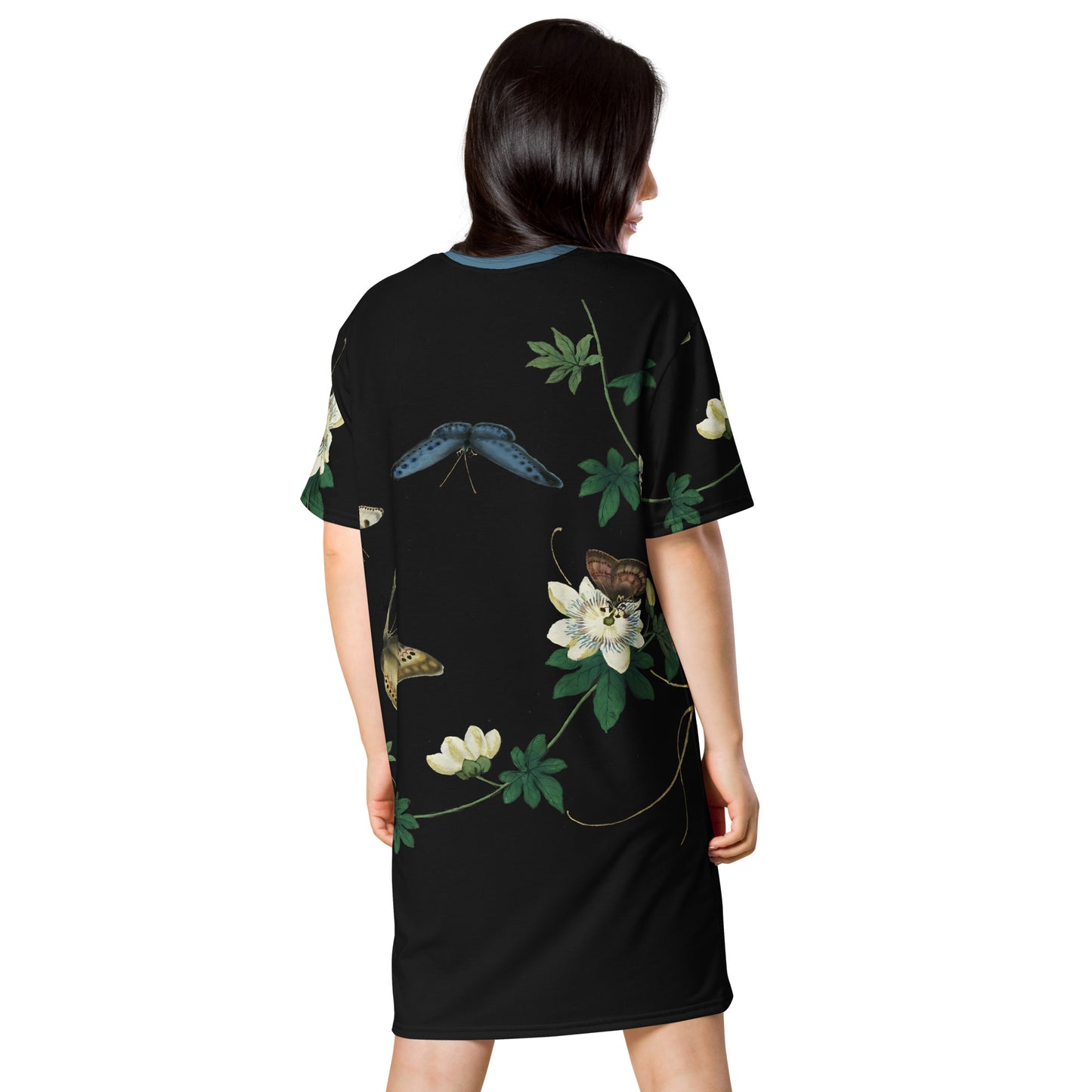 Cats And Butterflies Of Longevity｜Butterflies amidst the Edible Fruited Passion Flowers｜T-shirt dress