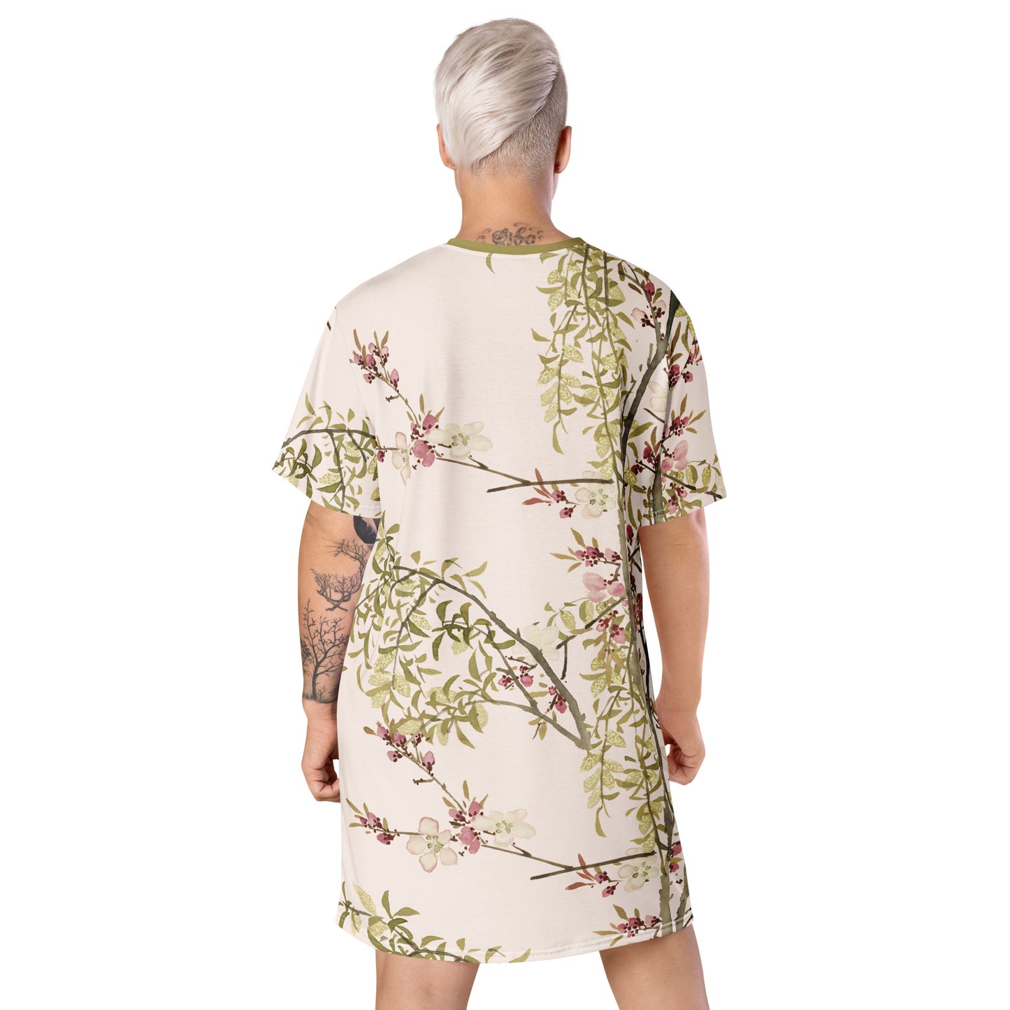 The Spirit of Flowers in Twelve Months｜Willow and Peach Blossom｜T-shirt dress｜Fish belly white