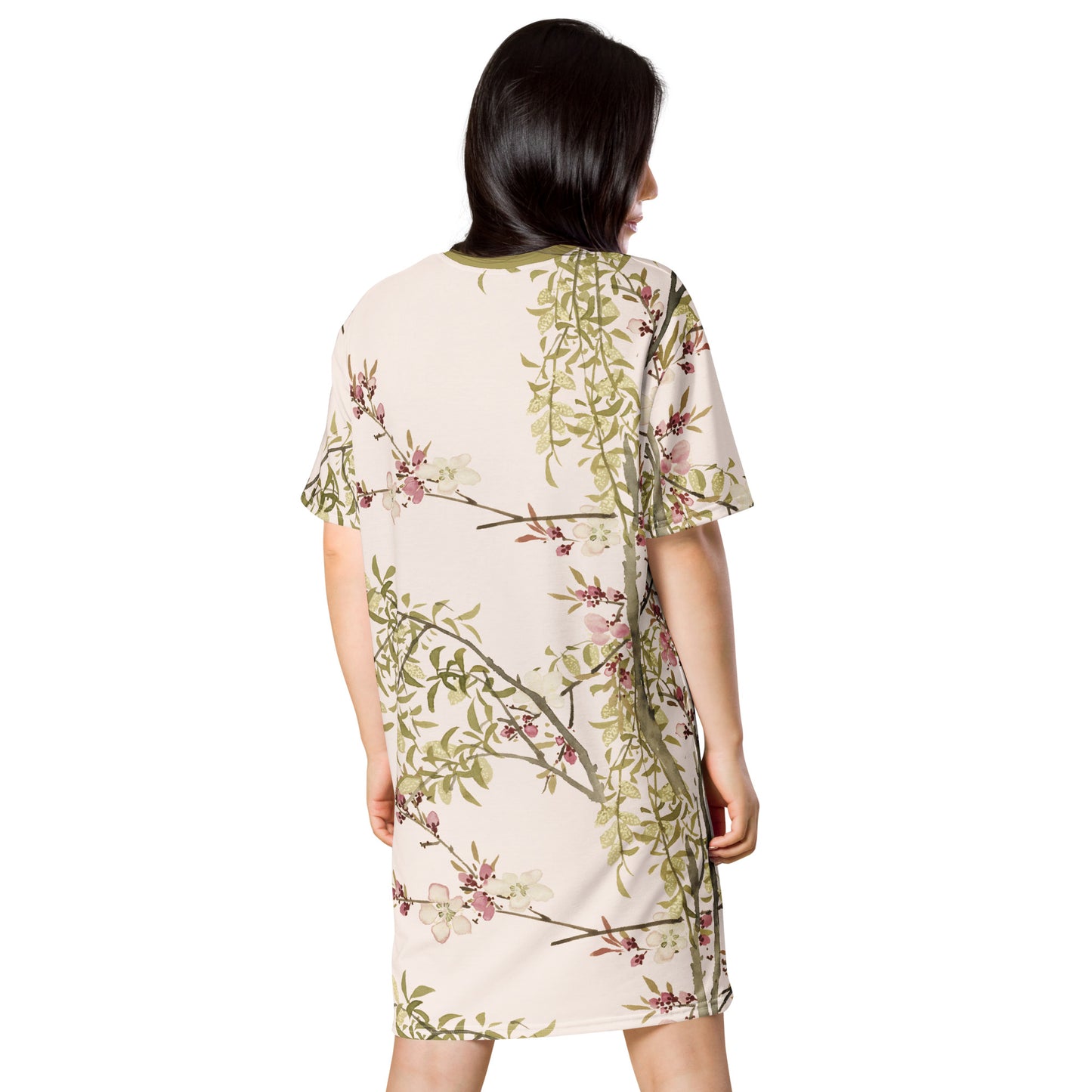 The Spirit of Flowers in Twelve Months｜Willow and Peach Blossom｜T-shirt dress｜Fish belly white