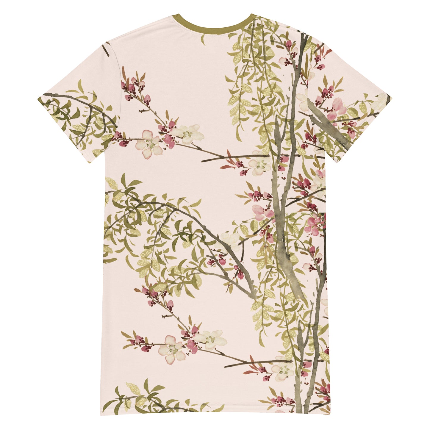 The Spirit of Flowers in Twelve Months｜Willow and Peach Blossom｜T-shirt dress｜Fish belly white