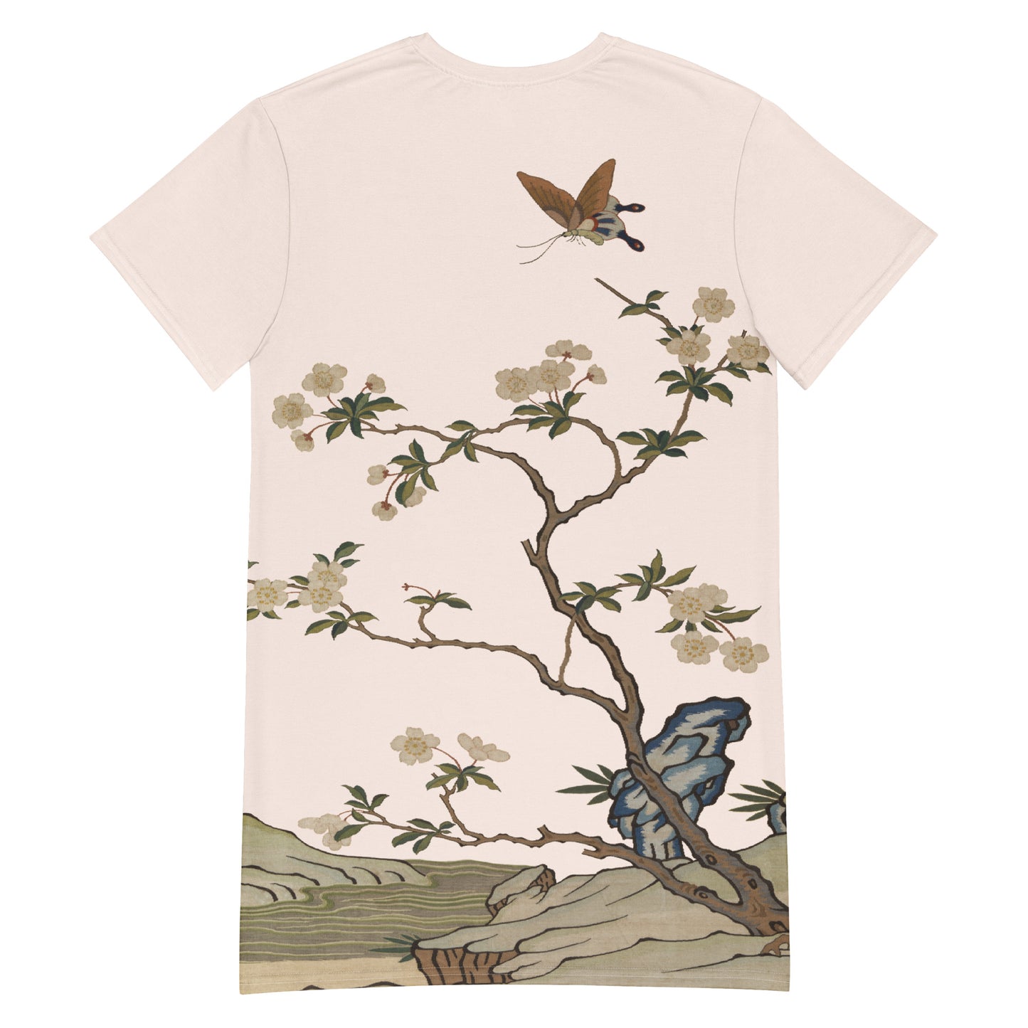 Kesi Flower Album｜Plum Blossoms and Butterfly｜T-shirt dress｜Fish belly white