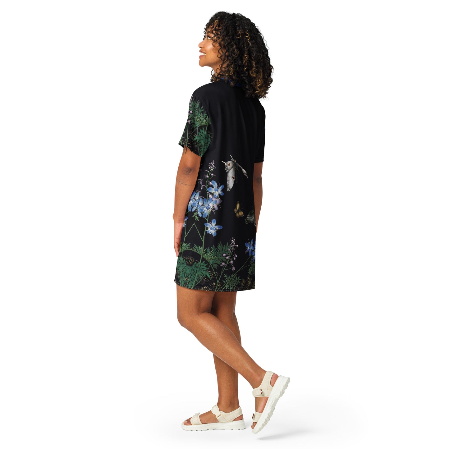 Cats And Butterflies Of Longevity｜Flowers and Butterflies｜T-shirt dress