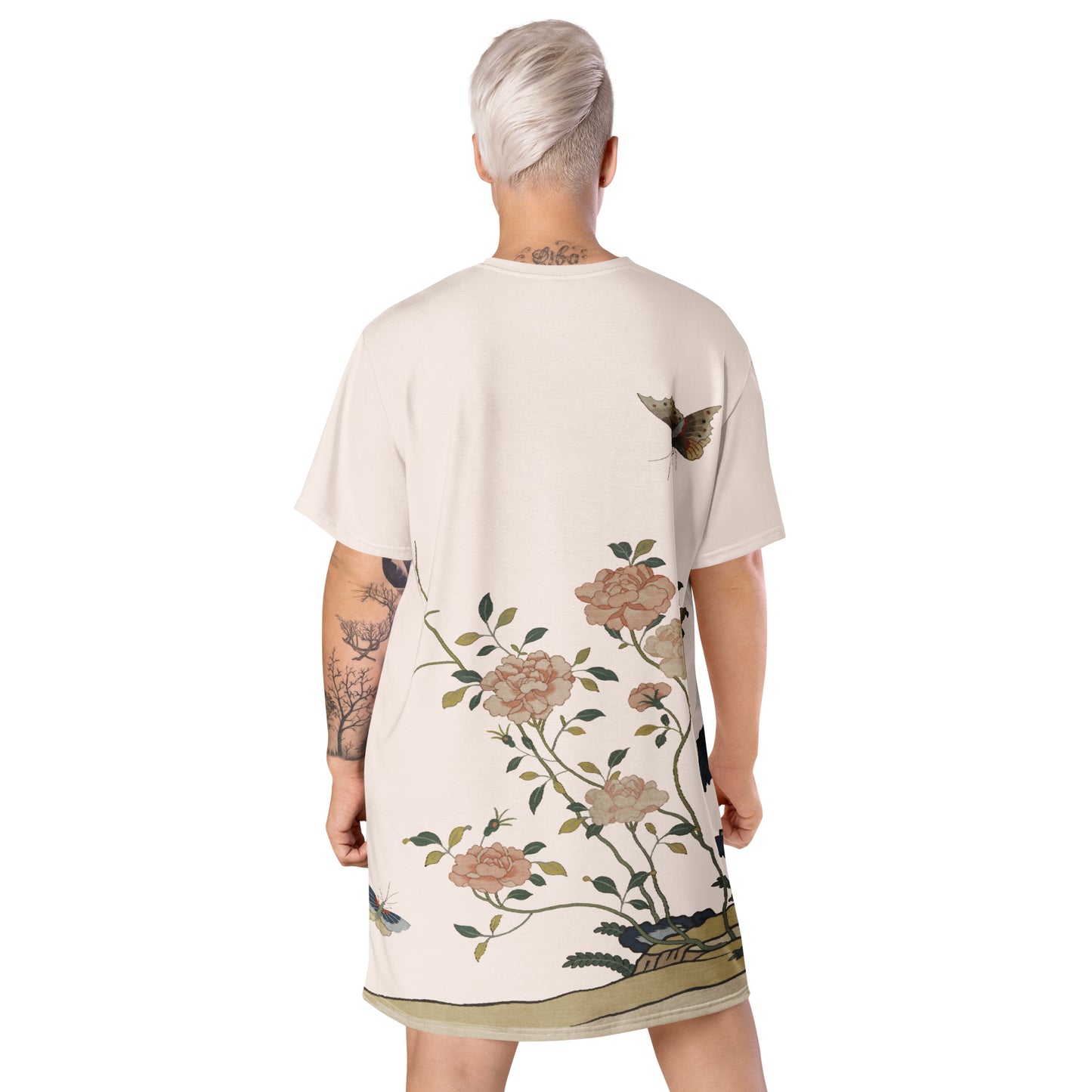 Kesi Flower Album｜Red Roses｜T-shirt dress｜Fish belly white