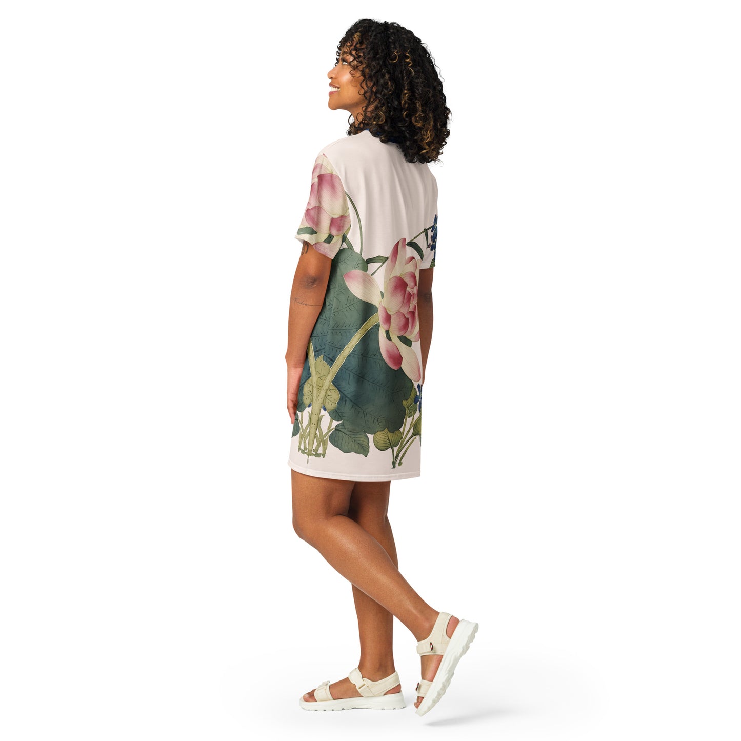 The Spirit of Flowers in Twelve Months｜Lotus in Bloom｜T-shirt dress｜Fish belly white