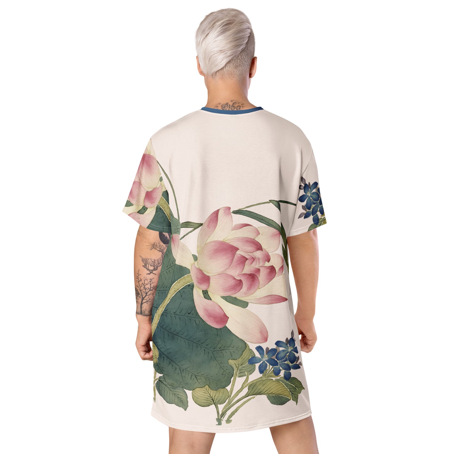 The Spirit of Flowers in Twelve Months｜Lotus in Bloom｜T-shirt dress｜Fish belly white