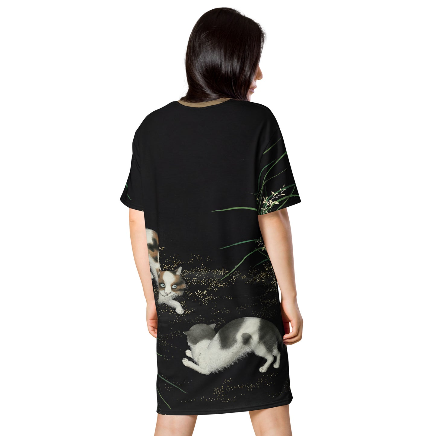 Cats And Butterflies Of Longevity｜Two Cats amidst the Orchids in Bloom｜T-shirt dress