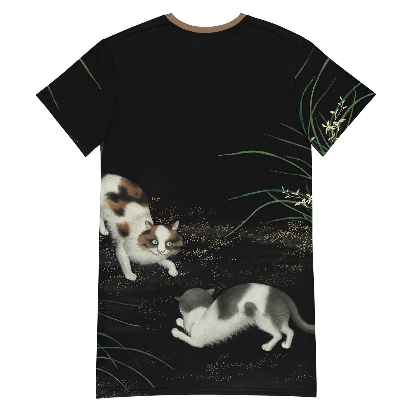 Cats And Butterflies Of Longevity｜Two Cats amidst the Orchids in Bloom｜T-shirt dress