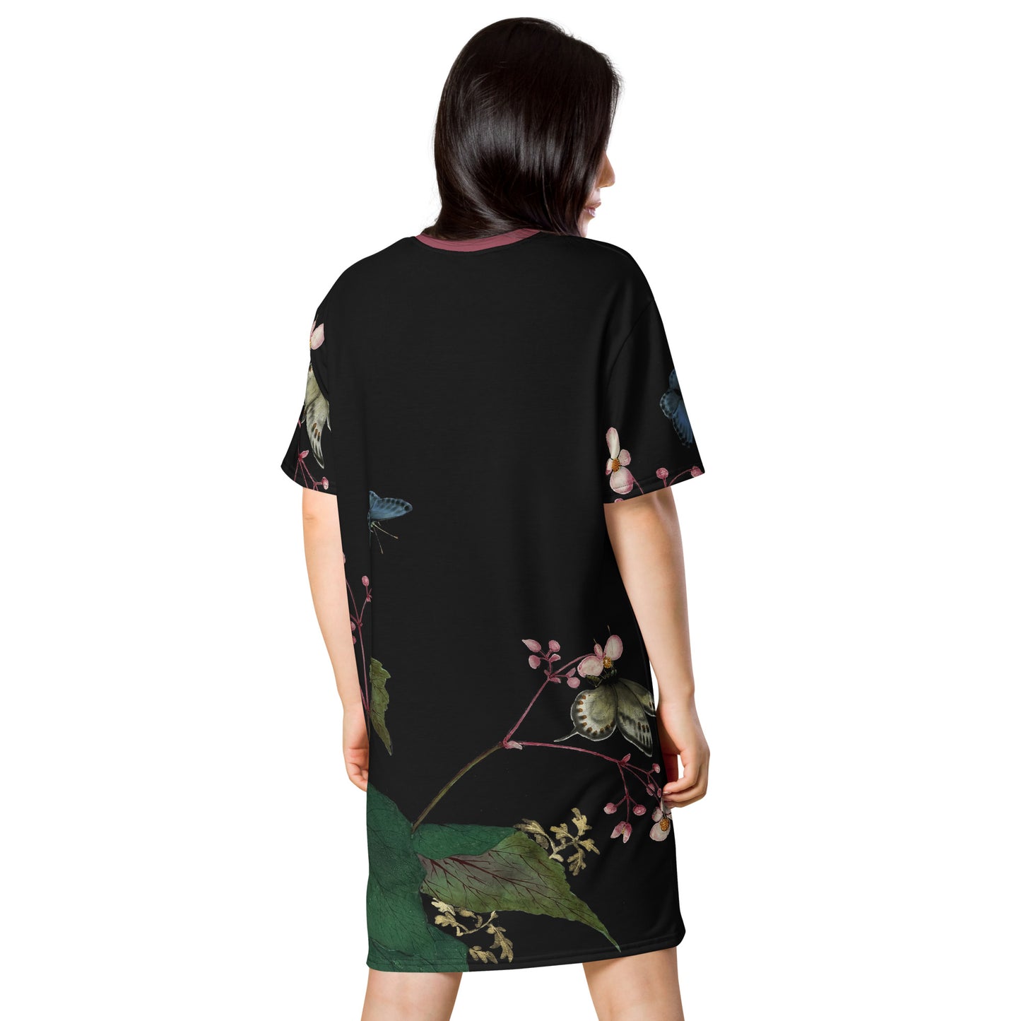 Cats And Butterflies Of Longevity｜Butterflies amidst the Begonia in Bloom｜T-shirt dress