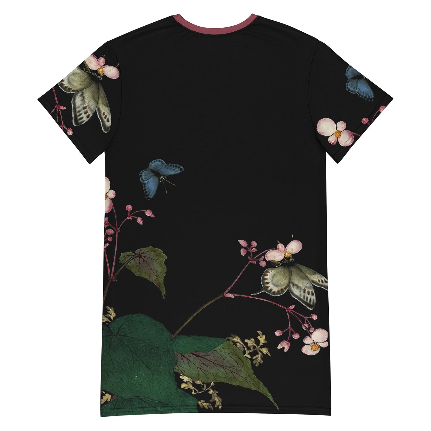 Cats And Butterflies Of Longevity｜Butterflies amidst the Begonia in Bloom｜T-shirt dress