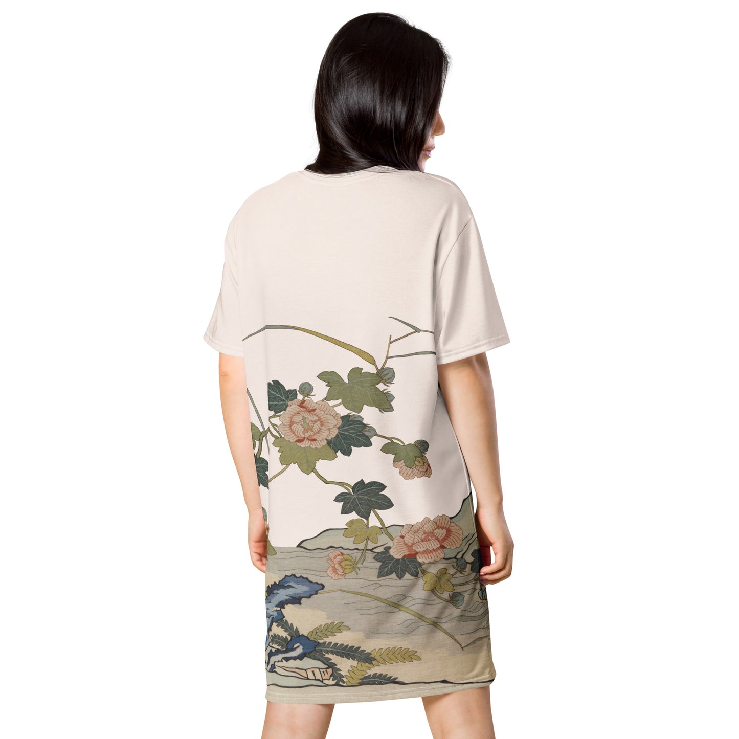 Kesi Flower Album｜Hibiscus by the Water｜T-shirt dress｜Fish belly white