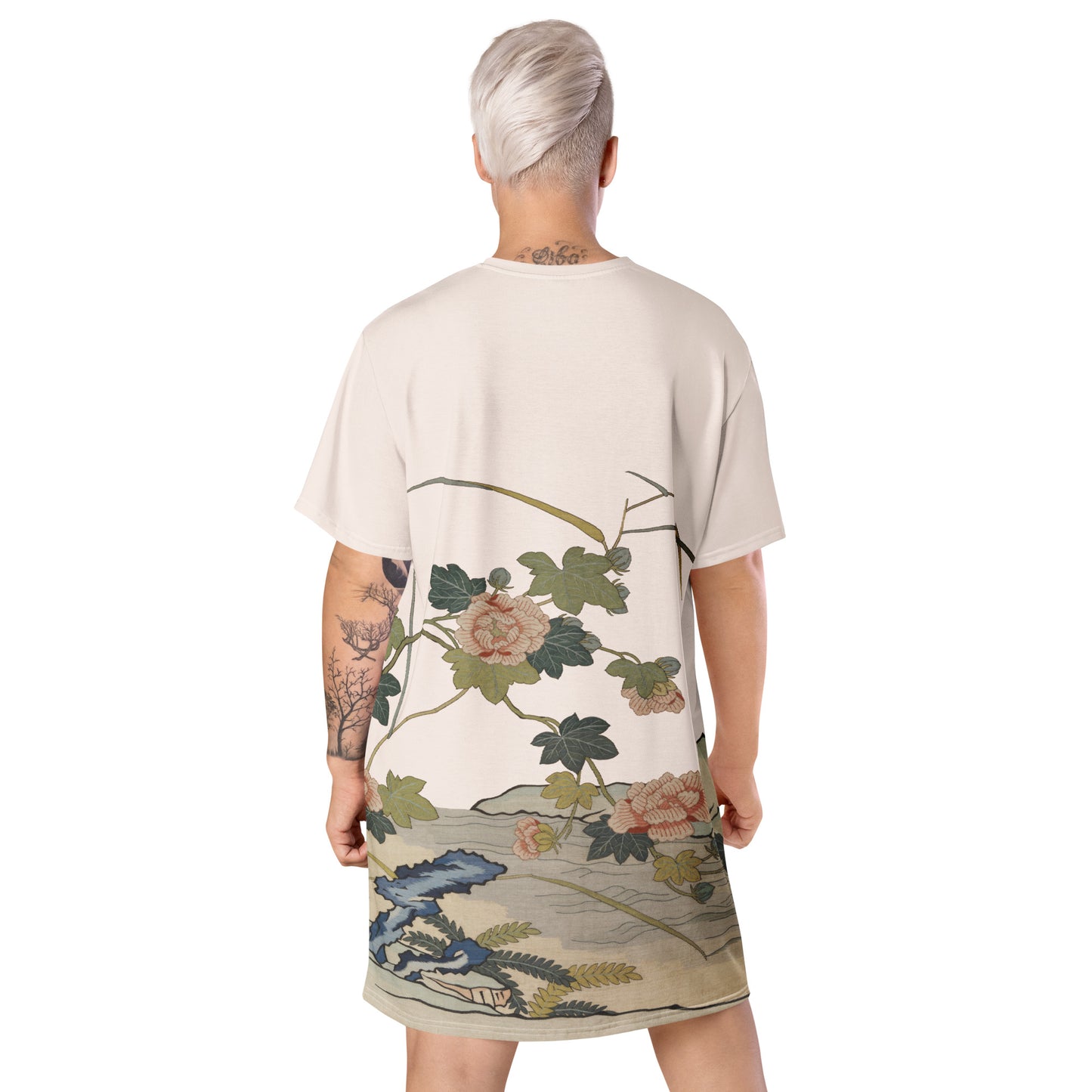 Kesi Flower Album｜Hibiscus by the Water｜T-shirt dress｜Fish belly white